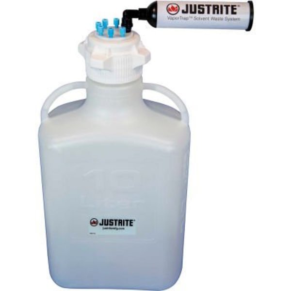 Justrite Justrite VaporTrap Carboy W/ Filter Kit, HDPE, 10-Liter, 6 Ports 12802